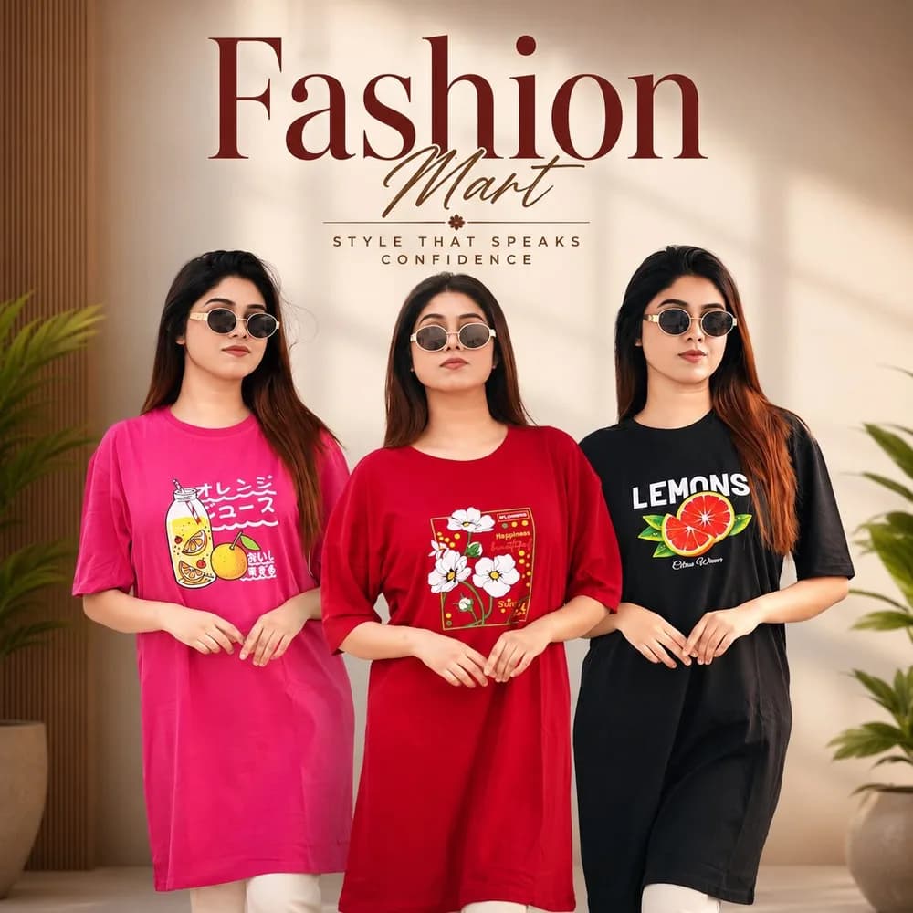৩ পিস লং টি-শার্ট কম্বো ৯৯৯ টাকা (Style-Orange Juice Megenta // Sunny Days Merun // Lemon Black)