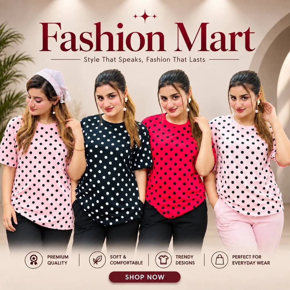 Dot Print T-shirt Combo / 4 Pis Only 999 Tk
