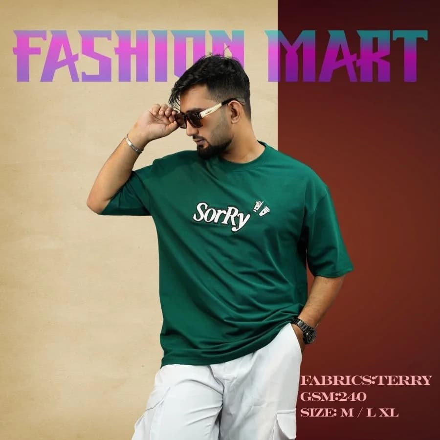 Men's Premium Drop Shoulder T-shirt (SORRY - B-Green)